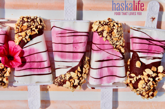 Summer Haskap Berry Yogurt Popsicles